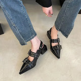 New Summer Shoes Mid Heels Women Chunky Sandals Fashion Pointed Toe Party Shoes Brand Casual Shoes Mujer Slippers