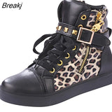 Autumn Women Shoes Sneakers Women Canvas Shoes Ladies High top Sneakers Womens Flats Black Blue Leopard Shoes
