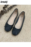 Brand Flats Ballet Women Shoes Classic Round Toe Flat Ballerina Female Bow Casual Slip On Loafer Soft Moccasin Fashion