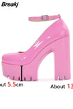 Women's Fashion White Platform Pumps Super High Heels Buckle Sexy Mary Jane Shoes Women Goth Platform Heel Party Shoes