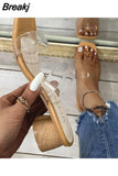 Slippers Transparent High Heels Sandals Mules Pumps Clear Women Sexy Open Toe Slides Woman Party Shoes