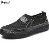 Summer Loafers Shoes Men Mesh Breathable Summer Shoes Flat Mens Casual Shoes Male Brand Footwear Big Size 45