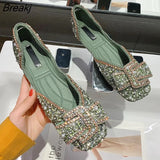 Women Flat Shoes Fashion Bling Rhinestone Flat Ballet Bow-knot Slip On Ladies Lazy Loafers Casual Flat