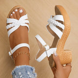 Lightweight High Heeled Sandals for Women 2024 Summer Ankle Buckle Female Gladiator Sandal Woven Platform Sandles