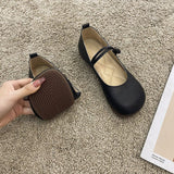 Mary Jane Shoes Flat Soles Women's Shoes 2024 Autumn New Round Head Lovely Small Leisure Leather Shoes Women's