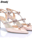 Style Sexy Snake Straps Women Sandals Summer 2023 Luxury Brand Thin Heeled Sandals Rhinestone Fashion Elegant Female