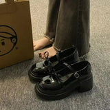 Toe Kawaii Lolita Shoes Woman Casual Elegant Pure Color Bow Pumps Non-slip Korean Style Medium Heel Shoes Chic Summer