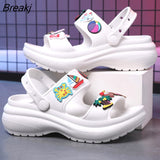 Sandals for Women 2023 Korean Wedge Platform High Heels Ladies Shoes Outdoor Beach Peep Toe Non-slip Sandalias De