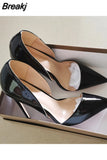 black bling classic shoes 8cm 10cm 12cm high thin heels plus size 33-45 pointed toe office concise cozy pump QP188