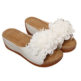 Breakj New Summer Women's Slope And Thick-Bottom Slippers Large-Size Wear With Flowers