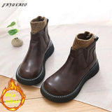 Socks Short Boots Women Literary Retro British Style Small Leather Shoes Thick-Soled Non-Slip Casual Big Head Women