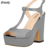 Women Platform Pumps Peep Toe High Heel Shoes Ladies Wedges Sandals Patent Leather Party Wedding