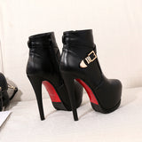 2023 New Fashion Super High Heels With Side Zipper Waterproof Platform Ankle Boots Women's Singles Shoes