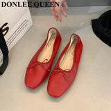 Fashion Candy Color Flats Ballet Shoes Women Female Ballet Round Toe Shallow Bow Knot Ballerina Soft Moccasin Zapatos