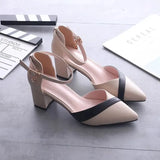 Hauts Talons Women Classic White Pu Leather Buckle Strap High Heel Shoes Lady Casual Black High Heels Sexy Shoes