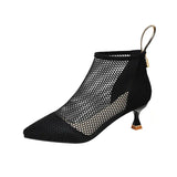 Ankle Boots New Sexy Hollow Fishing Net Roman Shoes Spring Summer 2023 Slim Heel Fashion Women High Heel Fashion
