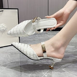 Pointed Toe Mules Fashion Women Slippers Casual Women's Shoes Women High Heels Elegant Ladies Outdoor