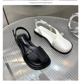 Women Sandals 2024 Luxury Designer Flat Woman Black Shoe Comfort Closed Toe Outdoor Slingbacks Shoes Leather Sandalias
