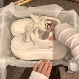 Breakj Small White Shoes Women's Shoes New Bread Shoes Sports High-End Casual Shoes High Single Shoe Lace Board