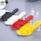Women Cross Strap Summer Slides Shoes Ladies Mules Square Toe 2023 Indoor Ytmtloy House Zapatillas Casa