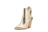 Gold Snake Print Ankle Boots For Women Wedge High Heels Boots Woman Runway Design Chunky Heels Botas Mujer Western