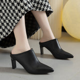 Spring Summer Women Designer Shoes Pointed Toe Mules Slippers Ladies Luxury Brand High Heel