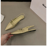 Pointed Toe Sandals Women 2023 Summer New Ankle Buckle Fashion Temperament Flat Comfortable Women's Solid Sandalias