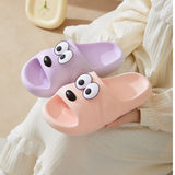 Indoor Cotton Dog Slippers Flat Women Men Bathroom Slides Couples Summer Shoes Soft EVA Non-slip Funny Beach Flip