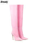 Women Knee High Boots Pointed Toe High Heel Ladies Shoes Party Shoes Stiletto Demonia Boots Stretch Cloth Boots For Women