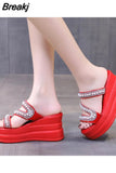 White Slippers Wedge Heels Women Sandals Platform Wedges Shoes Ladies Summer Sandals Beach Sandals High Platform