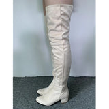 Winter Women Over-the-knee Boots Round Toe Mid-heel Faux Side Zipper Plush Botas Mujer Classics Suede Thigh High