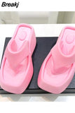 Sole Wedges Flip Flops for Women 2023 Summer Clip Toe Platform Sandals Woman Non Slip Beach Slippers High Heel