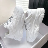 Women Spring Women's Sneakers Height Increasing Beige Black Autumn Chunky Shoes Leisure Shoes Lace Up Zapatillas