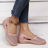 Retro Pu Leather Hollow Out Flats Women Spring Summer Thick Sole Wedges Shoes Woman Comfy Slip on Casual Shoes Size
