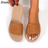 New Summer Women Flat Slippers Outdoor Sports Fashion Beach Comfortable Indoor Home Take A Shower Weave Casual