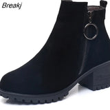 Women Platform Ankle Boots Round Toe Cow Suede Winter Shoes Woman Genuine Leather Boots Ladies Autumn Boots Size