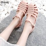 New Flat Women Sandlas Hollow-carved Design Fashion Comfortable Outdoor Sports Beach Cool Slippers Soft Sole