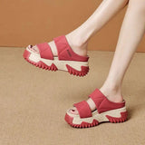 Leather Slippers Women New Indoor Outdoor Thick Sole Fashion Slippers Anti Slip Trend Flat Shoes Wear-resistant