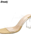 High Heels Women Square Toe Sandals Summer Shoes Woman Clear High Pumps Wedding Jelly Buty Damskie Heels