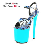 Leopard Women Shoes Pole Dance Sandals Stripper Sexy Combat Fetish High Heels Summer Platform Shoes Party Club 20 CM