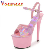 Dance Shoes Women Sexy Show Sandals 15 17 20CM High Heels Bright Color Platform Sandals Girls Shoe for Party Club