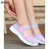 Size Women Flat Shoes 2023 Fashion Elastic Band Weave Shoes Women Comfort Flat Shoes Women Casual Loafers Zapatos De