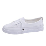 Low Platform Sneakers Women Shoes Female Pu Leather Walking Sneakers Loafers White Flat Slip On Vulcanize Casual