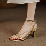 Women's Fashion Sandals, Open-toed Stilettos, Open-toed Chain
