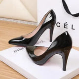 Patent Leather High Heels 10 Cm Thin Heels White Dress Party Pumps 2023 Autumn New Fashion Single Shoe Elegant Womens