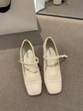 And Winter 2024 New Style Thick-Heeled Mary Jane Shoes With Square Head Style With Skirt And Single Shoes For Women's
