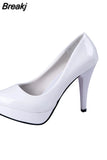 Heels Wedding Shoes Woman Sexy Thin High Heels 16cm Pumps Women Patent Leather Ladies Shoes Plus Size Talon