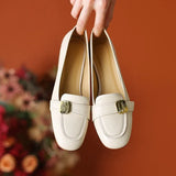 Breakj Retro Lady Commuter Metal Buckle Happy Shoes Women Spring / Summer 2023 Fashion New Thick Heel Single Shoes Small Leather