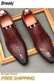 Mens Wedding Oxford Shoes Black Khaki Genuine Leather Brogue Men's Dress Shoes Slip On Business Formal Shoes For