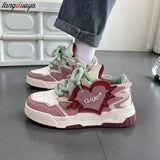 Heart Womens Sports Shoes 2024 New Style blue Cute Women's Shoes Kawaii Platform Vulcanized Footwear Ladies Casual